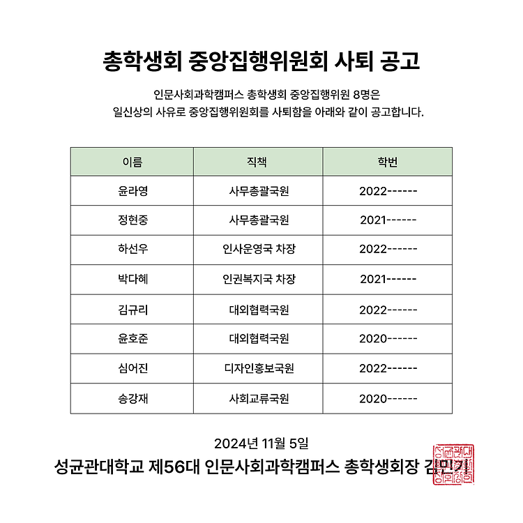 중집위 사퇴 공고